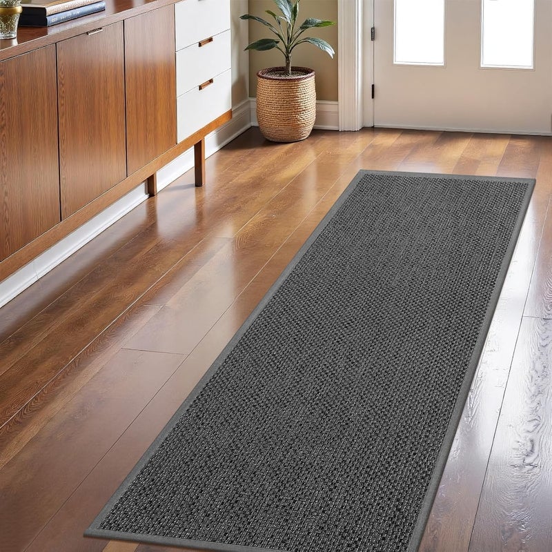 LEKEEPGO Long Door Mat 24"x59", Non Slip Door Mat Indoor Entrance, Rubber Backing Front Indoor Doormat Washable Absorbent Low-Profile Entryway Entry Resist Dirt Inside Hallway Door Mats, Grey - Image 1